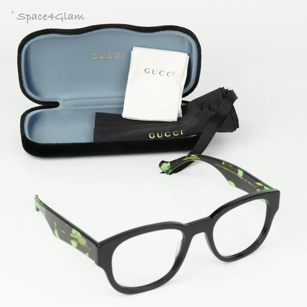 BRAND NEW Gucci GG1429O 003 Black Green Havana Square Men Eyeglasses GG 1429O